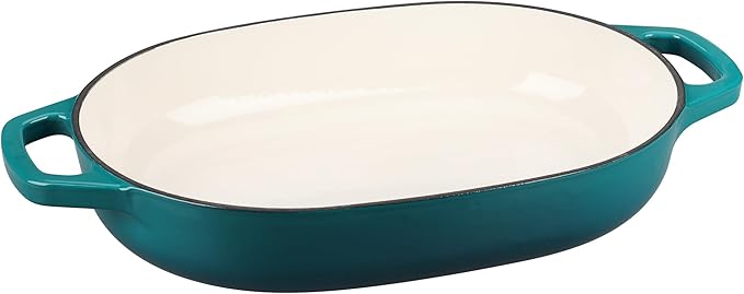EDGING CASTING Enameled Cast Iron Oval Dutch Oven Pot with Lid, Dutch Oven for Sourdough Bread Baking, Oval Bread Pan, Bread Oven, Bread Dutch Oven, 7qt, Darkcyan