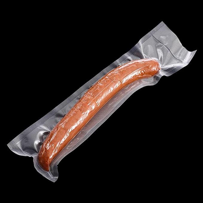 Clear Vacuum Bags for Food Saver Flat Open Top Embossed Vacuum Sealer Bag Food Storage Packaging Pouch with Tear Notch (100, 3.15x9.84 inch)