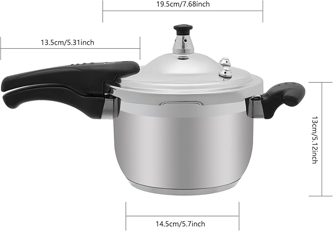 Bokknppo Stainless Steel Pressure Cooker Large Capacity 60Kpa Pressure Pot Explosion-proof Compound Bottom Pressure Canner with Pressure Limiting Valve for Gas Stove Induction Cooker (3L/0.79gal)