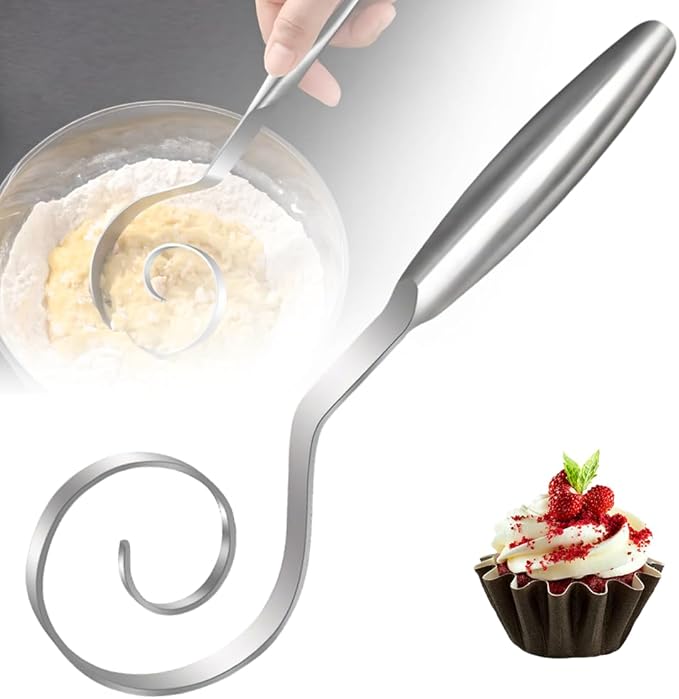 10In Seamless Dough Whisk, Stainless Steel Bread Dough Whisk Tool, Kitchen Gadgets for Sourdough Bread Baking, Whisking, Pizza, Pastry, Cake Batter, Biscuits, Easy to Clean (1Pcs)
