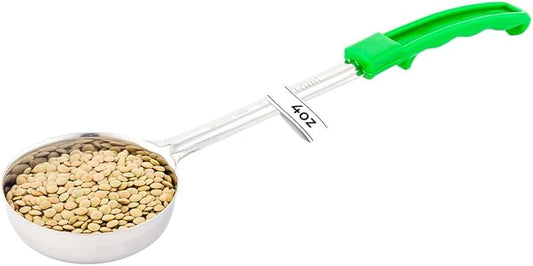 Restaurantware Met Lux 4 Ounce Portion Ladle 1 With Green Handle Portion Serving Spoon - Does Not Corrode Dishwashable Stainless Steel Portion Control Serving Utensil Multipurpose