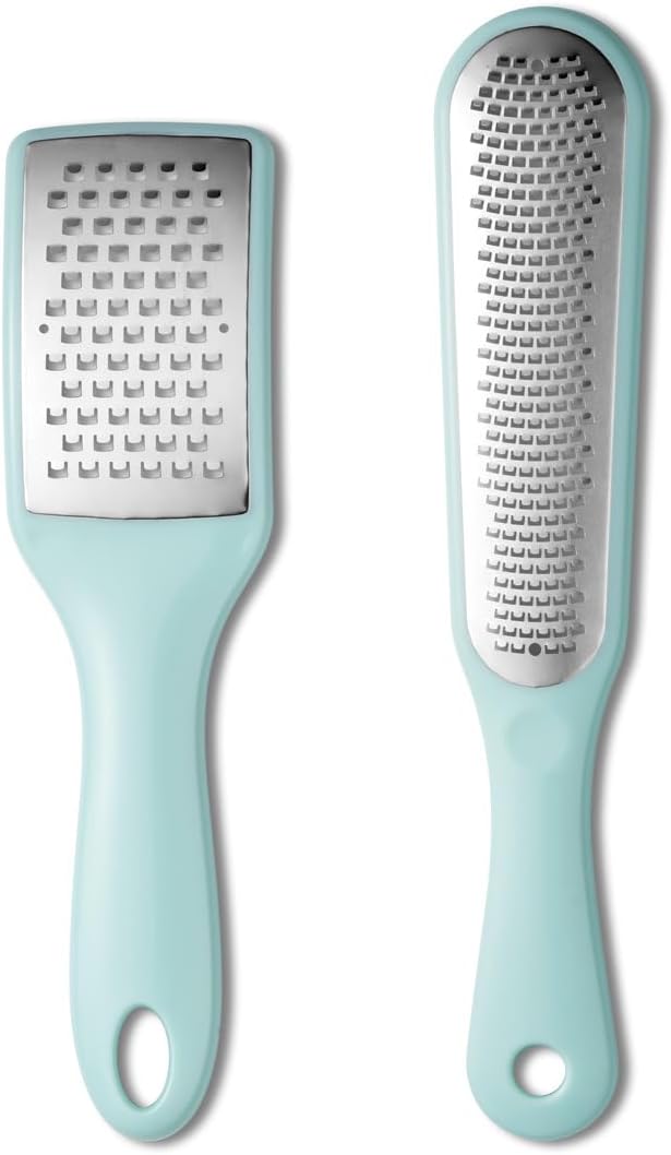 Lemon Zester Grater with Handle - 2-Piece Lemon Zester & Cheese Grater for Parmesan, Ginger, Garlic, Nutmeg, Chocolate (B)