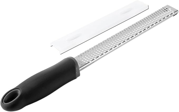 Stainless Steel Cheese Grater Lemon Zester With Cover Fruit Chocolate Nonslip Handle(Black)