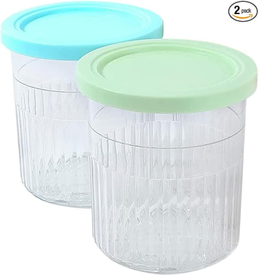 XL Family Size Ice Cream Pint Containers, Compatible with Ninja NC501 CREAMi Deluxe 11-in-1 Ice Cream & Frozen Treat Maker and model: NC500, NC501, NC501H, NC501HBL and NC501HGN. (Blue/Green)