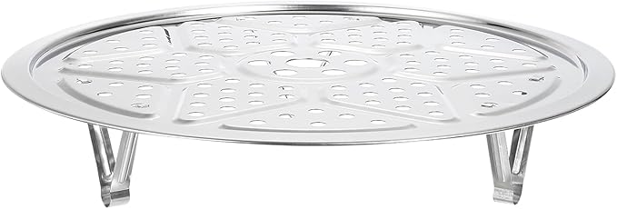 uxcell 3pcs Stainless Steel Steamer Rack with Stand, 10.2 Inches Pot Steaming Tray for Steamer Cookware Instant Pressure Cooker, Silver Tone