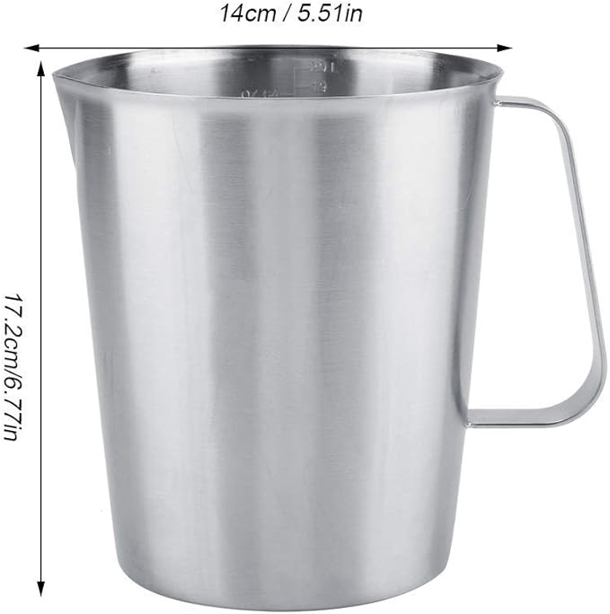 Stainless Steel Measuring Cup, 2L 64oz Metal Measuring Cup with Handle and Marking 8 Cup Heavy Duty Measuring Pitcher Large Mouth Graduated Beaker for Latte Art