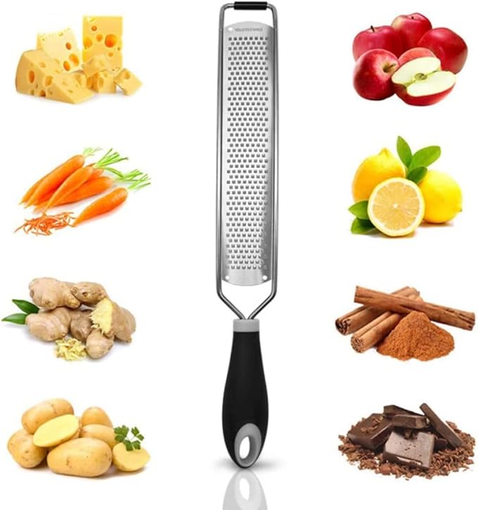 Citrus Lemon Grater - Professional Zesting Tool for Cheese, Lemon, Ginger, Garlic, Nutmeg, Vegetables, Fruits,Chocolate-Black