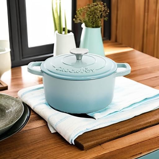 Crock-Pot Artisan Round Enameled Cast Iron Dutch Oven, 3-Quart, Aqua