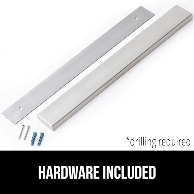 GORILLA GRIP Stainless Steel Magnetic Knife Holder for Wall, 18 in, Magnet Bar for Knives, Tools, Supplies, Heavy Duty Metal Strip Holds Up to 6 lbs, Kitchen Organizer, Non-Adhesive, Drilling Required