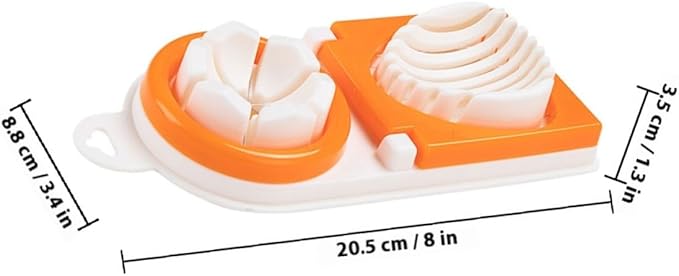 BESPORTBLE Multifunction Manual Egg Slicer Preserved Egg Cutter Dual-head Kitchen Fruit Slicer with Orange Handle for Home Use