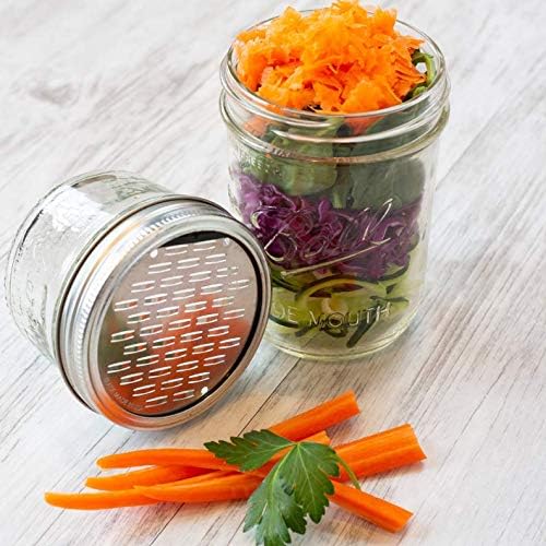 Microplane 2-Piece Ultimate Mason Jar Lid Grater Set, Fine & Ribbon Stainless Steel Blades, Fits Wide Mouth Canning Jars, Shaker Holes, Zester & Cheese/Spice Grater, Handheld Stainless Steel Rasp