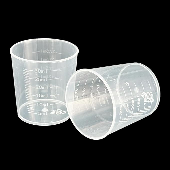50 Pack 30ml/1.02oz Plastic Liquid Measuring Cups Transparent Mixing Cups Medicine Cups Lab Graduated Beakers Clear Measuring Jugs Set Medium Kitchen Baking Cooking Measure Tool Home