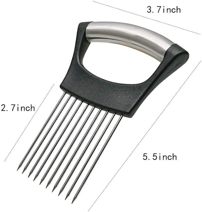 Stainless Steel Onion Slice Holder, Lemon Slicer Vegetable Cutter, Chopper Slicing Assistant Tool for Meat, Onion, Potato, Tomato Home Kitchen Tools (C-2 PCS)