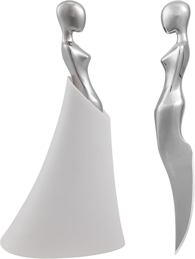 Artisan Sharp Paring Knife Set with Sculptural Base - Stainless Steel Forged Kitchen Knife with Ergonomic Handle, Home Kitchen Knife, Cheese Knife, Cookware Kitchen Tool, Kitchen Utensils