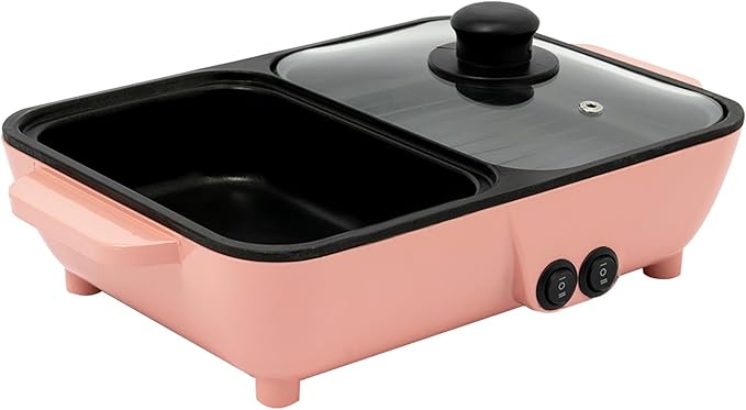 Hot Pot Electric with Grill 2 in 1 Indoor Non-Stick Electric Pot and Griddle Non-Stick Electric Hot Pot for Family Gatherings and Friends BBQ Fun Durable Material Fast Even Heating