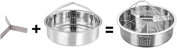 Steamer Basket for Instant Pot Pressure Cookers Pots Accessories Steamer Basket with Egg Steamer Rack Steamer Divider (Steamer Basket+Divider)