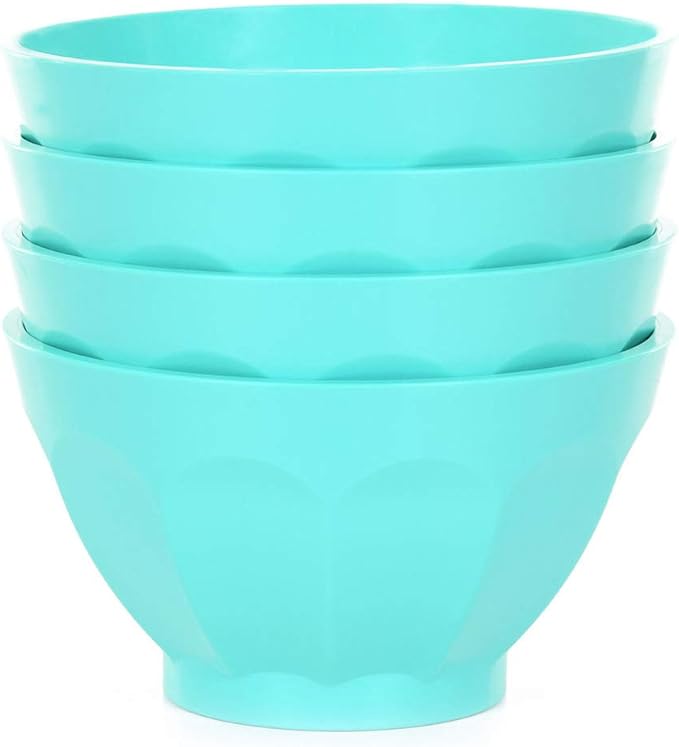 Mintra Colorful Unbreakable Plastic Bowl 4pk - (Medium - 750ml, Teal) - (Part Of A Set) - Salad, Snacks, Breakfast Cereal, Fruit, Popcorn, Soup - Shatterproof, BPA Free