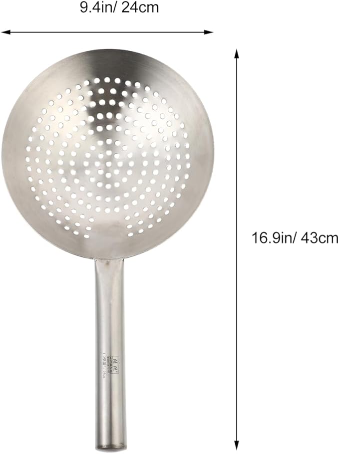 YARDWE Stainless Steel Skimmer Spoon Slotted Strainer Ladle Fine Mesh Wire Oil Filter Mandarin Colander Scoop for Kitchen Cooking (24CM)