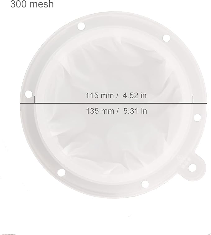 Fine Mesh Filter Juice Strainer Nylon Food Sieve Sifter for Straining Sediments of Coffee Fruit Juice Milk Tea Compatible with 5 inches Funnels (300 Mesh)