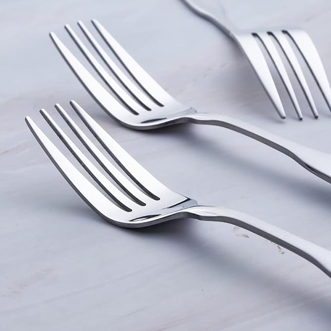 Dinner Fork, Stainless Steel 7.6” Heavy Duty Fork Silverware, Metal Fork Cutlery Set, 6-Piece
