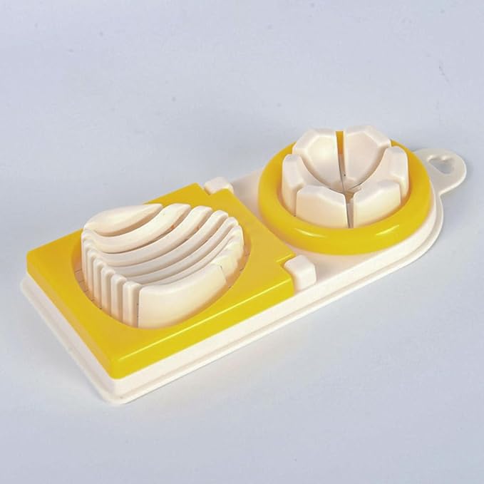 PRETYZOOM Metal Onion Slicer Egg Slicer for Boiled Egg with Stainless Steel Wire, Strawberry Mushroom Cutter Slicer, 2 Slicing Styles (Yellow) Egg Slicing Supplies