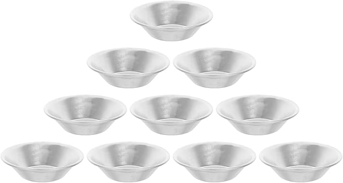 KALLORY Mini Tart Pans and Egg Tart Molds 10Pcs Aluminum Alloy Mini Tartlet Baking Cups for Home Kitchen Dessert Baking
