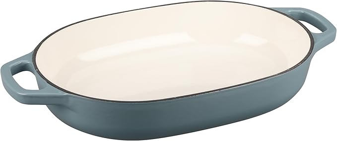 EDGING CASTING Enameled Cast Iron Oval Dutch Oven Pot with Lid, Dutch Oven for Sourdough Bread Baking, Oval Bread Pan, Bread Oven, Bread Dutch Oven, 7qt, Seasalt