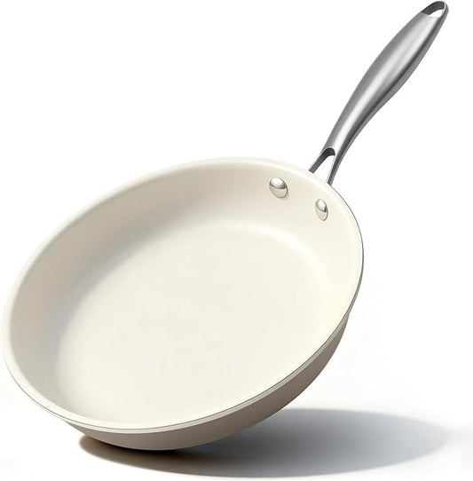 Jovire 10.25 Inch Ceramic Nonstick Frying Pan Skillet - PFAS-Free, Non-Toxic, Oven Safe & Induction Ready, Aluminum Cookware with Stainless Steel Handle