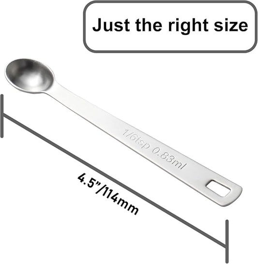 2PCS 1/6 Teaspoon(1/6tsp, 0.83ml) Single Tiny Measuring Spoon, Small Individual Stainless Steel Measure Spoons Only