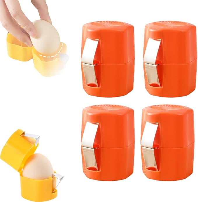 Egg Shell Opener, 2026 New Egg Cutter Egg Cracker Tool Multifunctional Egg Cutter Multipack, Upgrade Egg Peeler Separator for Raw Eggs Cracker Tool Cutter Kitchen Gadgets (4, Orange)