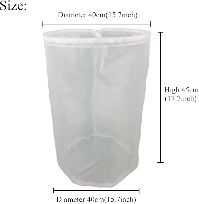 Filter Bag, Wrewing Food Grade 100 Mesh Straining Bag Large Strainer for Hops Grains Home Brewing Fermenting Accessory (40x45cm)