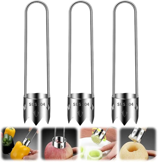 Red Bell Pepper Corer, 2025 Upgraded Stainless Steel Fruite Corer,Vegetable Pineapple Corer Tool Cutter Pepper Seed Remover Tool,For Vegetables Fruit Corer Kitchen Gadget (3, A)
