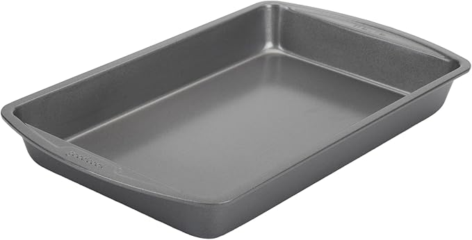GoodCook 11" x 7" Nonstick Steel Cake Baking Pan, Multipurpose Nonstick Baking Pan for Brownies, Biscuits, and Cake, Gray