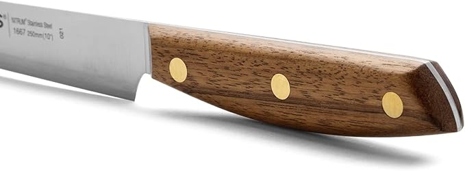 Arcos Slicing Knife | Ham Knife 10 Inch Stainless Steel. Professional Kitchen Knife for Cooking. Ovengkol Wood Handle 100% natural FSC and 250 mm Blade. Series Nordika
