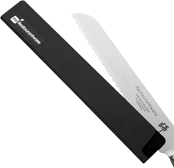 Restaurantware-Sensei 10 x 1.5 Inch Knife Sleeve, 1 Knife Protector - Fits Bread Knife, Felt Lining, Black Plastic Knife Blade Guard, Durable, Cut-Proof