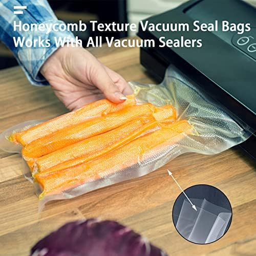 Vacuum Sealer Bags with Storage Box, 6"*8" 200 Pcs Heavy Duty Pre-Cut Design Commercial Grade Food Sealable Bag for Heat Seal Food Storage, Great for Storage, Meal Prep and Sous Vide