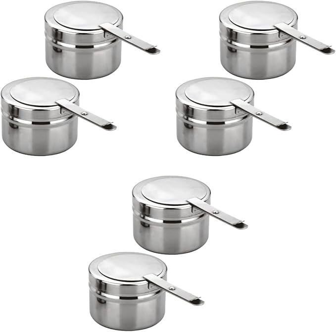 DOITOOL 6 Pack Chafing Fuel Holder - Stainless Steel Fuel Holders with Safety Cover - Buffet Warmer Canned Heat Box for Buffet Barbecue Party Supplies