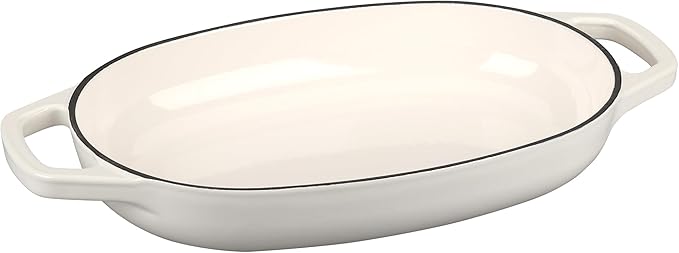 EDGING CASTING Enameled Cast Iron Oval Dutch Oven Pot with Lid, Dutch Oven for Sourdough Bread Baking, Oval Bread Pan, Bread Oven, Bread Dutch Oven, 5qt, White