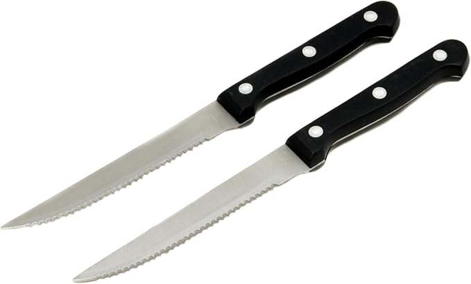 Chef Craft Select Steak Knife Set, 4.5 Inch Blade 8.25 Inches In Length 2 Piece Set, Stainless Steel/Black