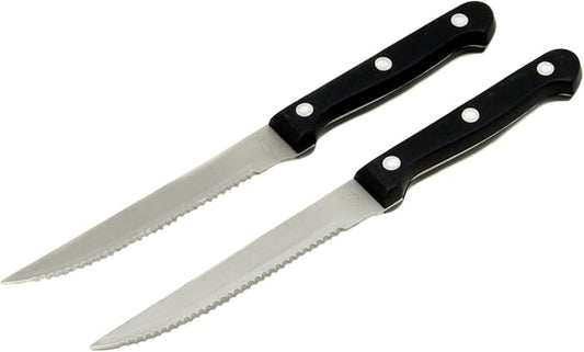 Chef Craft Select Steak Knife Set, 4.5 Inch Blade 8.25 Inches In Length 2 Piece Set, Stainless Steel/Black