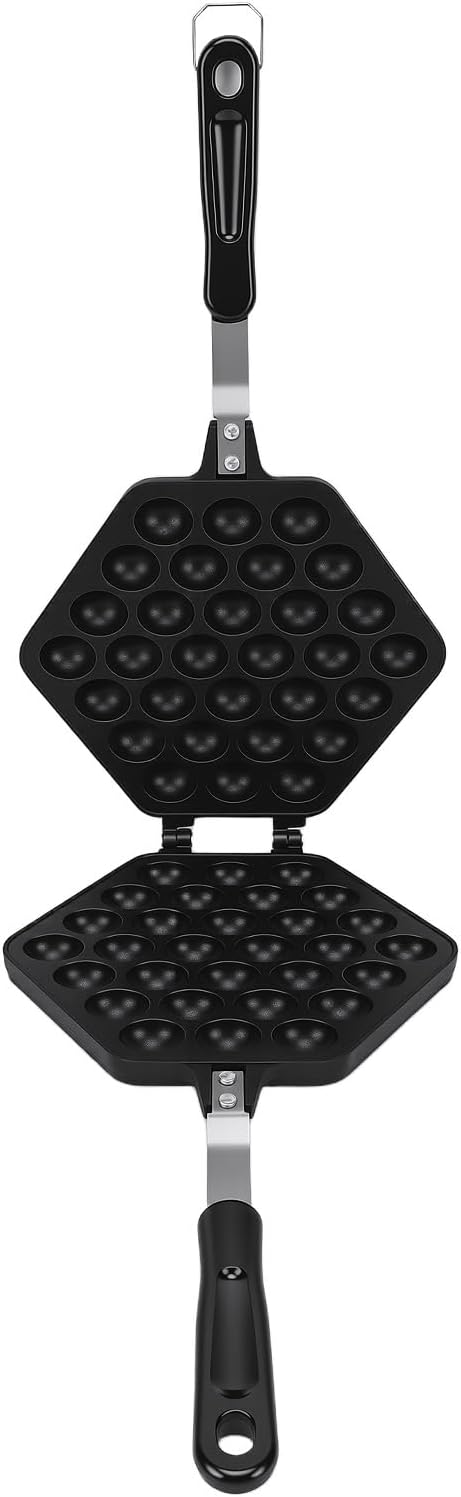 TOPINCN Bubble Waffle Pan, Double Sided Stovetop Bubble Waffle Maker with Anti Stick Coating and Anti Scald Handles, for Home Commercial Use
