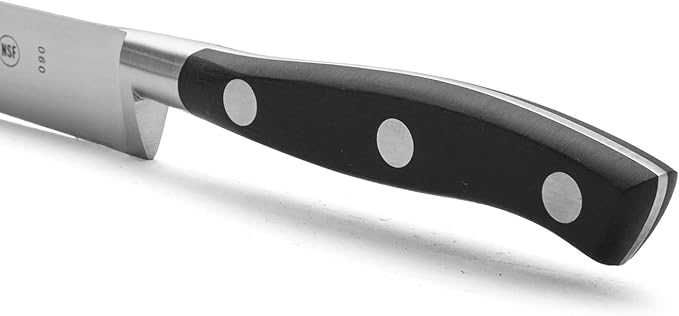 Arcos Knife 130 mm 5 Inch Nitrum Stainless Steel and 130 mm blade. Professional Cooking Knife For Cutting Variety of Foods. Ergonomic Polyoxymethylene POM Handle. Series Riviera. Color Black.
