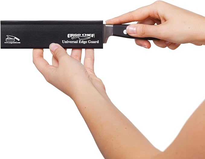 Ergo Chef Universal Knife Blade Edge Guard 6-Inch x 1.5 Inch for Kitchen knives up to 6” Blades, Durable BPA-Free Plastic, Knife Protector, Black