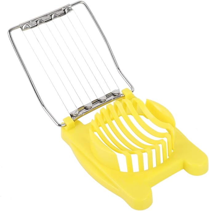 Heavy-Duty Plastic Egg Slicer with Stainless Steel Wires Multipurpose Boiled Egg Salad Slicer Strawberry Cheese Slicing Tools -Yellow
