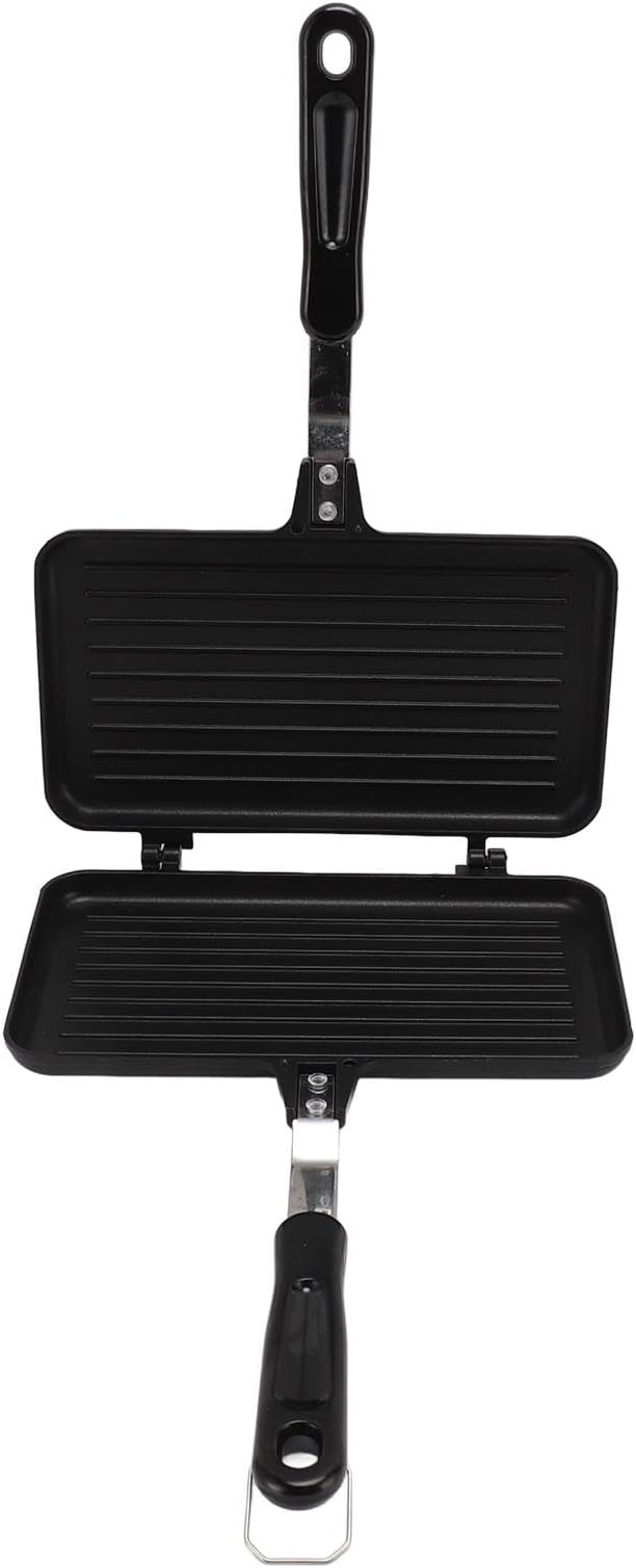 Nonstick Stovetop Waffle Maker Pan, Aluminum Waffle Pan for Family Breakfast, Portable Camping Waffle Maker with Long Handle for Even Heating and Easy Cleaning (Style 2)