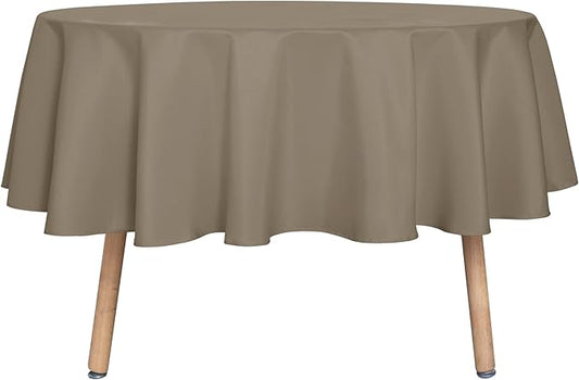 sancua Round Tablecloth - 80 Inch - Water Resistant Spill Proof Washable Polyester Table Cloth Decorative Fabric Table Cover for Dining Tables, Buffet Parties and Camping, Taupe