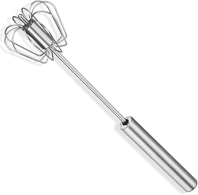 Egg Whisk, 12 Inch Semi-Automatic Egg Beater Stainless Steel Hand Mixers for Blending, Whisking, Beating, Premium Kitchen Utensil