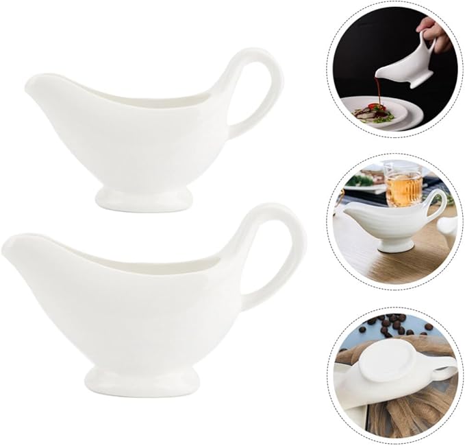 Cabilock 2pcs Gravy Boats with Comfort-grip Handle Versatile Condiment Cups for Sauces Dressings and Broth Design for Use Easy to Clean and Store for Entertaining and Everyday Dining