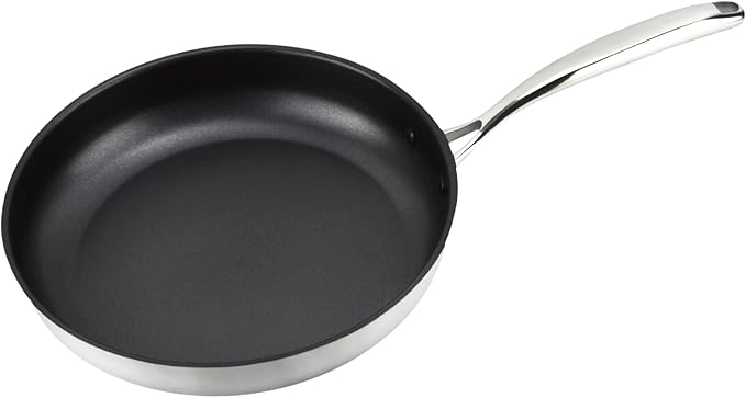 MAGEFESA Balance 9.4-Inch Stainless Steel Frying Pan with Xylan Plus Non-Stick Coating – Energy-Saving Full Induction Base, Triple-Layer Diffuser Bottom, Oven Safe, Anti-Splash Design, Skillet