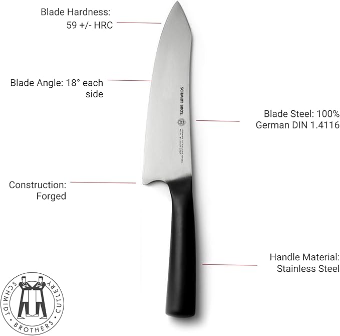 Schmidt Brothers - Carbon 6, 7-Piece Kitchen Knife Set, High-Carbon Stainless Steel Cutlery with Midtown Acacia and Acrylic Magnetic Knife Block